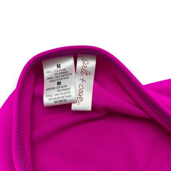 NEW Salt + Cove Macy's Bikini Size Medium Pink Blue Ribbed Colorblock Hipster - Picture 9 of 12